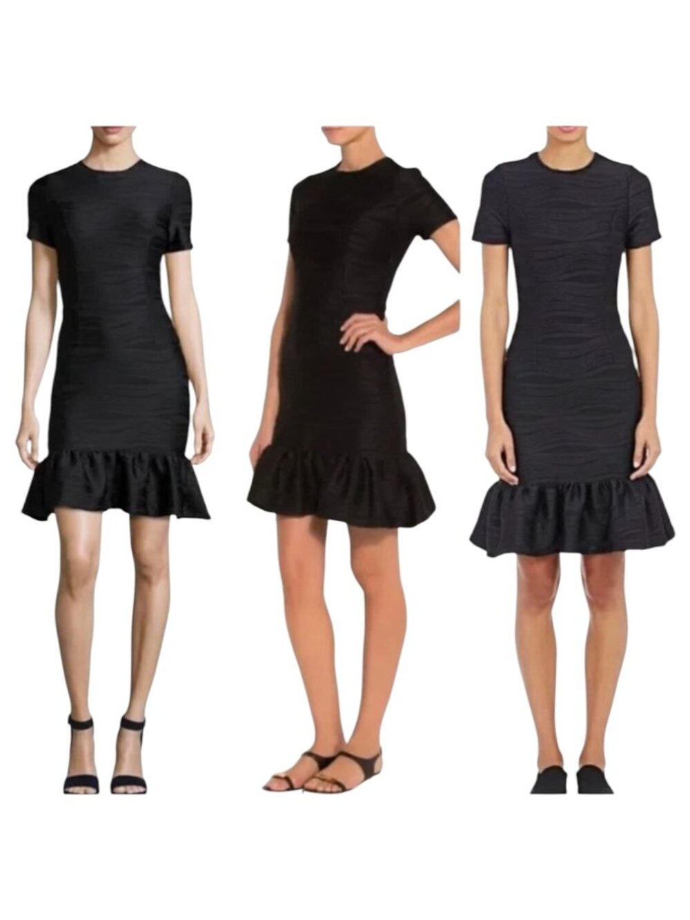 Opening Ceremony Black‎ Wavy Stripe Lotus Dropped Ruffle Hem Dress Size M